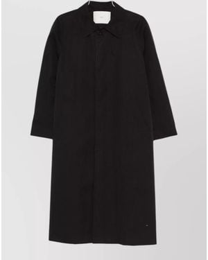DUNST Cotton Blend Coat Long Cut Buttons - Black