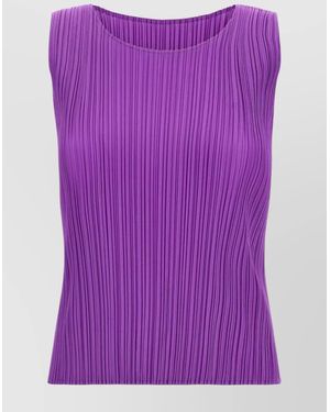 Pleats Please Issey Miyake August Collection Sleeveless Scoop Neck Top - Purple