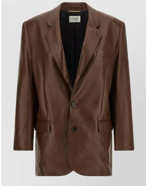 Saint Laurent Leather Blazer - Brown