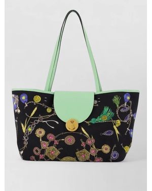 Versace Small St Broken Jewels Cotton Tote Bag - Black