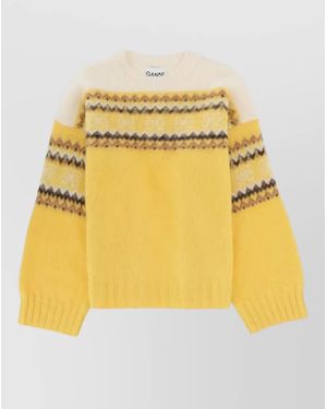 Ganni Knitwear Crew Neck Long Sleeve Pattern - Yellow