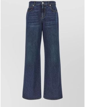 McQueen Denim Wide-Leg Trousers - Blue
