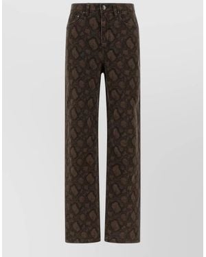 ROTATE BIRGER CHRISTENSEN Animal-Print Denim Straight-Leg Pants - Brown