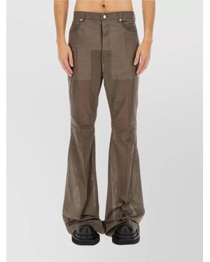 Rick Owens Flared Denim Pants Sheer Fabric - Brown