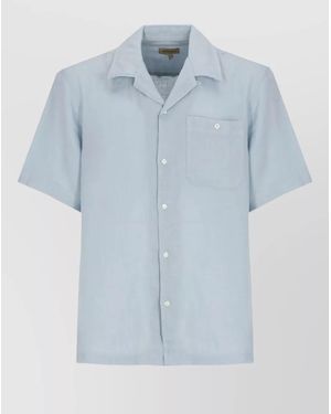 Woolrich Linen Short-Sleeve Shirt - Blue