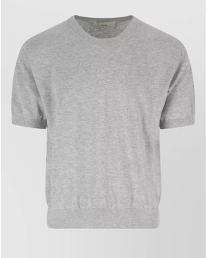DUNST Short Sleeve Crew Neck Knitwear Top - Grey
