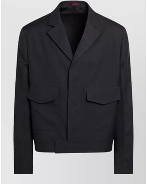 Gucci Jacket Long Sleeves Notched Lapel Flap Pockets - Black