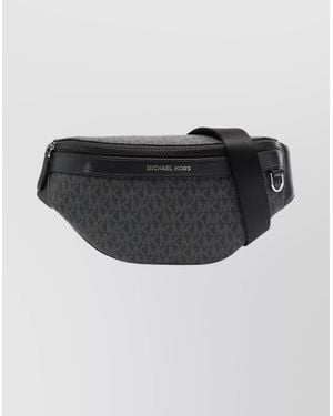 Michael Kors Monogram Pattern Belt Bag With Adjustable Strap - Black