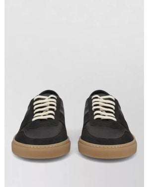 Common Projects Leather Sneakers Round Toe Contrast Sole - Black