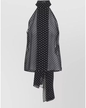Tom Ford Silk Polka-Dot Halterneck Sleeveless Blouse - Blue