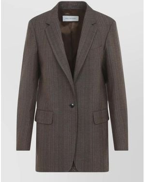 Dries Van Noten Wool Checked Double-Breasted Blazer - Grey