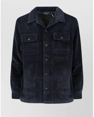 Polo Ralph Lauren Casual Jacket With Chest Pockets And Corduroy - Blue