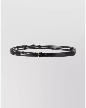 Saint Laurent Calfskin Leather Belt - Multicolour