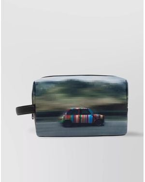 Paul Smith Graphic Car Print Leather Handle Travel Bag - Blue
