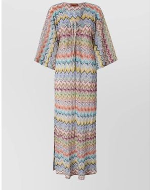Missoni Bohemian Zigzag Beach Kaftan Long Sleeves - White