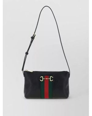 Gucci Horsebit Web Mini Leather Shoulder Bag - White