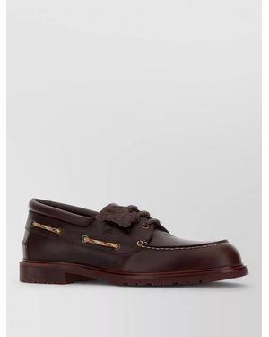 Burberry Leather Boat Shoes Moc Toe Rubber Sole - Brown