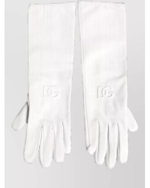 Dolce & Gabbana Leather Logo-Embossed Gloves - White