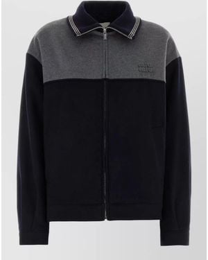 Miu Miu Two-Tone Velour Bomber Jacket - Black