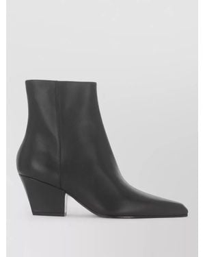 Paris Texas Leather Ankle Boots Pointed Toe Zipper - Black