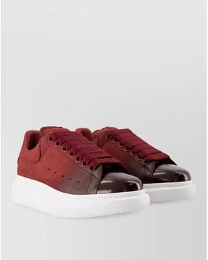 McQueen Leather Oversized Lace-Up Sneakers - Red