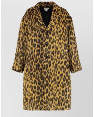 Bottega Veneta Leopard Pattern Alpaca Wool Long Coat - Multicolour