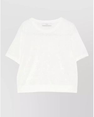 DUNST Linen Cotton Knit T Shirt Short Sleeves - White