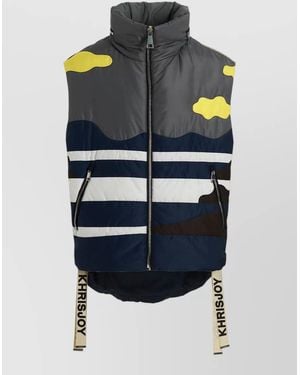 Khrisjoy Cactus Padded Sleeveless Vest High Collar - Blue