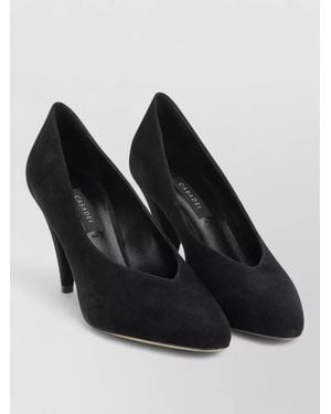 Casadei Pointed Toe Suede Pumps Slim Heel - Black