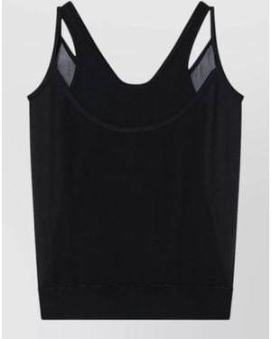Fendi Double Strap Top Scoop Back Sheer Panels - Black