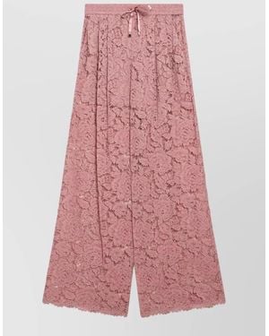 Dolce & Gabbana Lace Shorts Elastic Waistband Scalloped Hem - Pink