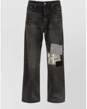 Yohji Yamamoto Denim Jeans Distressed Patchwork Belt Loops Five Pocket - Grey