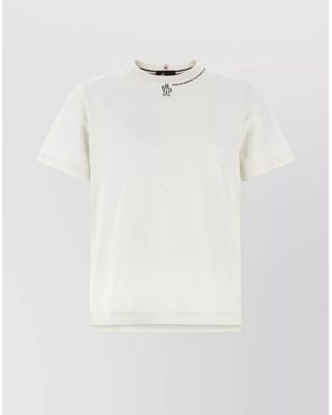 Moncler Crew Neck Printed Short Sleeve T-Shirt - White