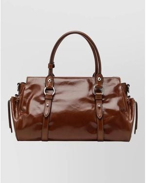 Miu Miu Top Bag Buckle Detail Side Straps Handles - Brown