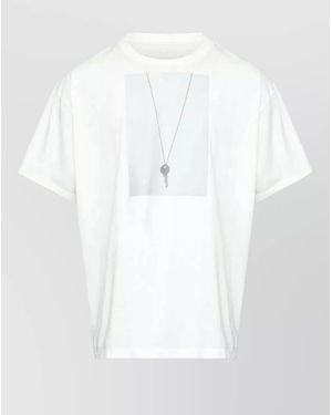 MM6 by Maison Margiela Cotton Graphic Print Crew Neck Short Sleeve T-Shirt - White