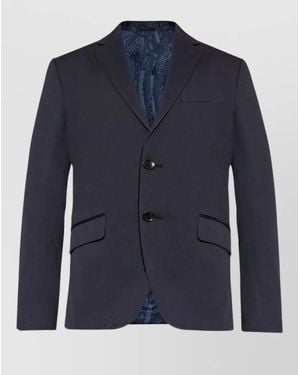 Etro Suit Notch Lapel Flap Pockets Nylon Silk - Blue