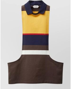 Versace Colour Block Nylon Silk Sleeveless Top - Orange