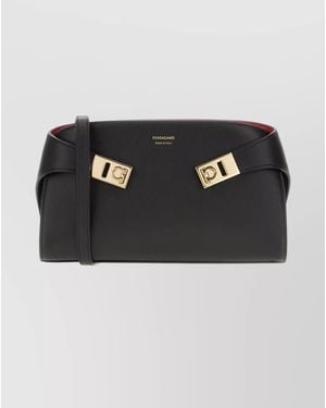Ferragamo Small Structured Shoulder Bag With Adjustable Strap - Black
