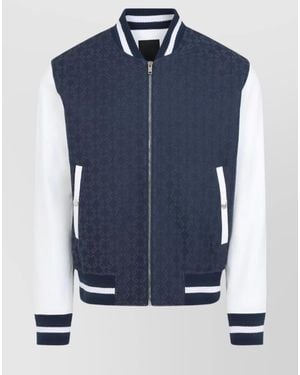 Givenchy Leather Logo Print Bomber Jacket - Blue