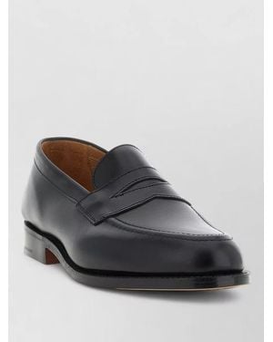 Tricker's Havard Penny Loafers Round Toe Leather Sole - Black
