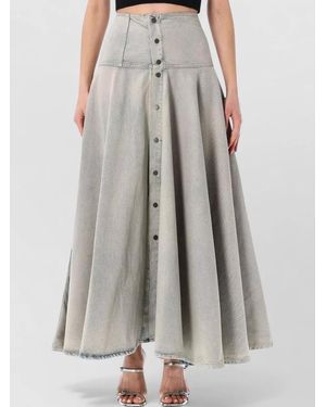 Haikure High Waist Maxi Denim Flared Skirt - Brown