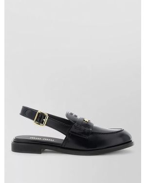 Miu Miu Leather Penny Loafers Mules - Black