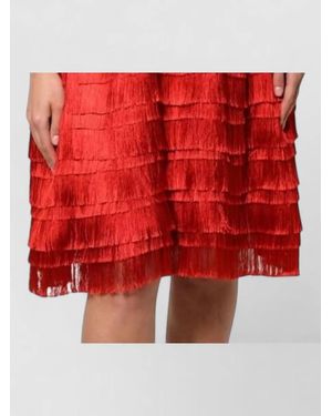 Dolce & Gabbana Silk Fringe Knee-Length Dress - Red