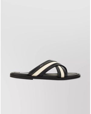 Bally Cross Strap Flat Sole Open Toe Sandals - Black