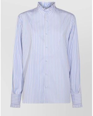 Valentino Striped Shirt With Ruffled Collar And Cuffs - Blue