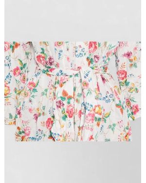 Daniela Gregis Cotton Dress Belted Waist Floral Pattern - Pink