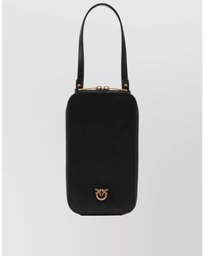 Pinko Leather Smartphone Case Love Birds Logo - Black