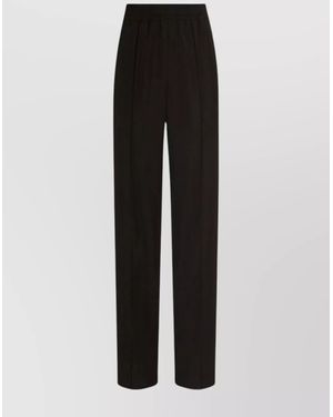Dolce & Gabbana Virgin Wool Ribbed Wide-Leg Trousers - Black