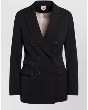 Max Mara Double Breasted Jacket Flap Pockets - Black