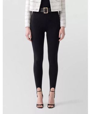 Self-Portrait High Waist Slim Stretch Pants Belt - Blue